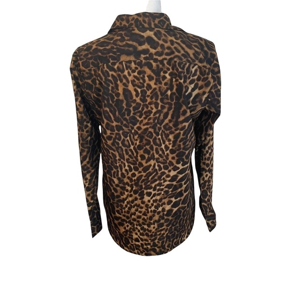 LAUREN Ralph Lauren Brown Black Leopard Print Long Sleeve Button Down Shirt. Med - Picture 5 of 15